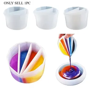 Split Cup For Paint Pouring, 4 Pcs Reusable Fluid Art Split Cup Silicone Split Pouring Cup With Dividers For Acrylic Paint Resin Pouring DIY Making