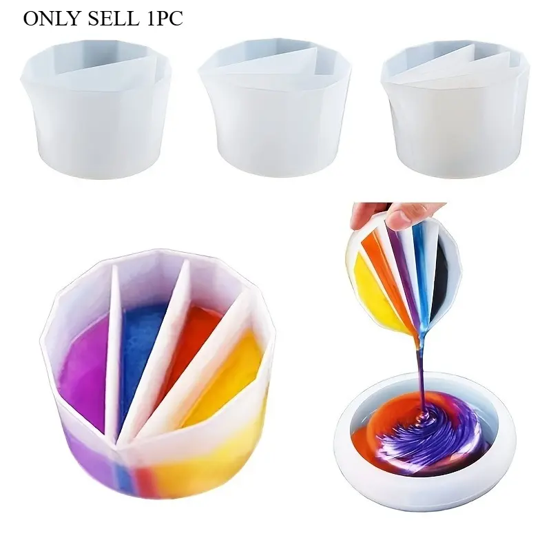 Split Cup For Paint Pouring, 4 Pcs Reusable Fluid Art Split Cup Silicone Split Pouring Cup With Dividers For Acrylic Paint Resin Pouring DIY Making, DIY Painting Supplies