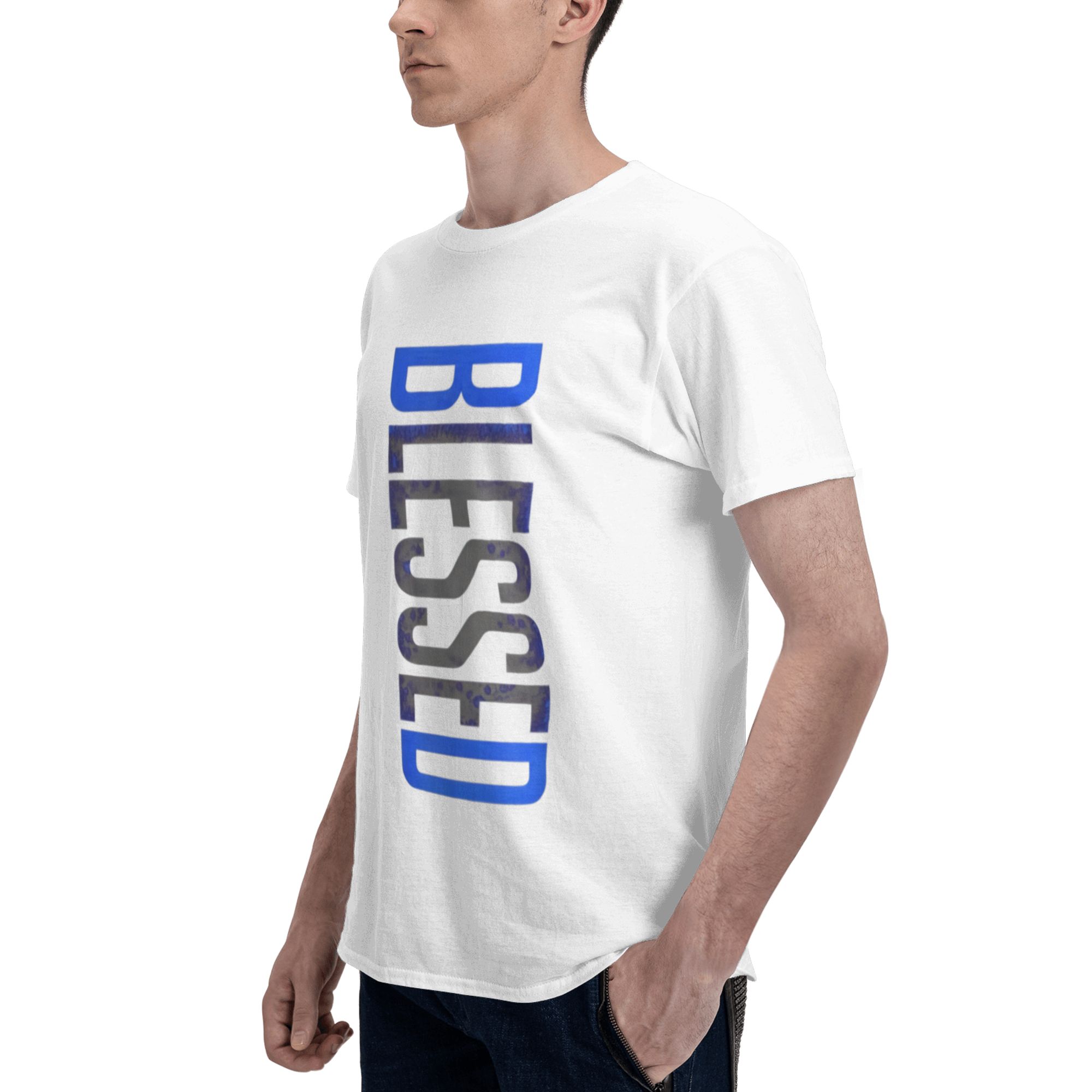 Urban Streetwear Blessed T-Shirt Men's Black Gradient Print Casual Daily Tee