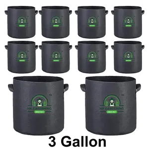 Plant Grow Bags 3 Gallon/ 10pcs Round Fabric Pot Aeration Black - Ideal for Home and Garden -HK Gaidening