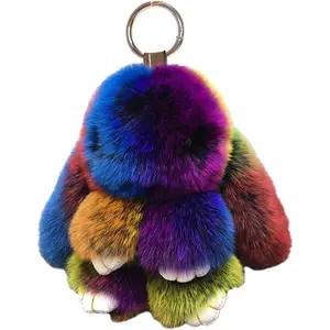 Fluffy Rabbit Keychain Faux Fur Rabbit Charm Hot Bag Accessory Cute Car Key Holder for Women Trendy Offer Idea
