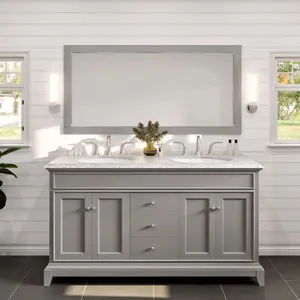 Eviva Aberdeen 72" x 30" Rectangular Gray Wooden Framed Mirror