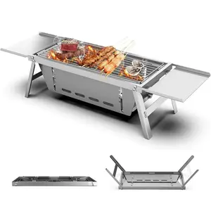 Portable Charcoal Grill Stainless Steels BBQ Grill Collapsible Small Barbecue Grill for Outdoor Cooking Barbecue Camping Picnic Travel