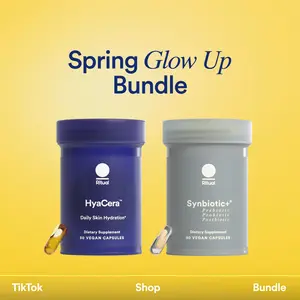 Ritual's Spring Glow Up Bundle | Synbiotic+ Probiotic, Prebiotic, Postbiotic, 3-in-1 Supplement for Gut Health and Digestive Support + HyaCera Skin Hyaluronic Acid Supplement for Wrinkle Support