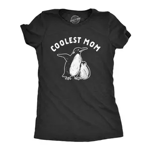 Womens Coolest Mom T Shirt Cute Penguin Mothers Day Ideas Graphic Novelty Tee Funny Womens T Shirts Cute Vintage Fashion Casual Ladies T-Shirt Gift Mother's Day Tops for Women Funny Animal Top Women's Novelty Black