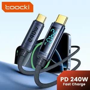 Toocki USB-C to USB-C Digital Display Data Cable 240W Power Display with E-Marker Chip, suitable for devices such as Galaxy/Hicar/Carlife/iPhone 16/15/15 Pro/15 Max/iPad Pro