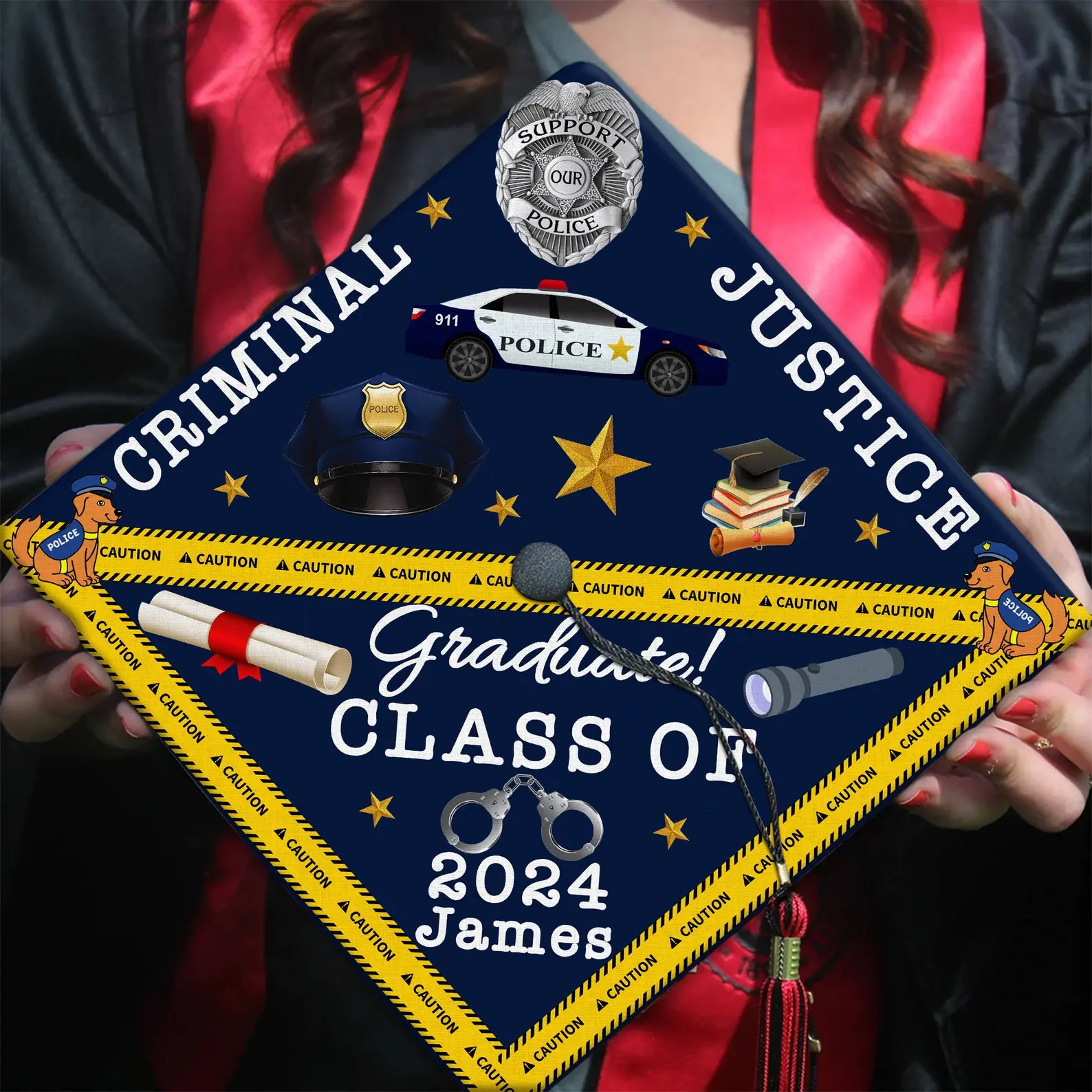 Criminal Justice Graduation Cap Topper Class Of 2026 Custom Graduation Gift for Student Handcrafted Cap Decoration For 2026 Graduates