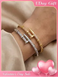 Women's Elegant Copper Zirconia Bracelet, High-End Design Jewelry, High Quality Bracelet, Perfect Valentine Gift, All Season Accessory, Elegant Bangle