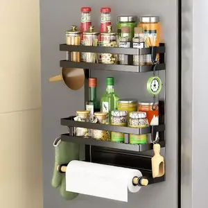Magnetic Spice Rack for Refrigerator Side, Over Cabinet Door Multilayer Storage Organizer Holder Durable Storage for Kitchen