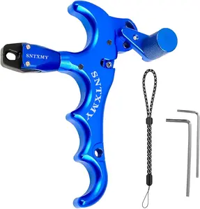 SNTXMY 4 Finger Bow Release for Compound Bow 360° Rotatable Thumb Release Aluminum Alloy Archery Trigger Release with Adjustment Tool Resistant Flexibility