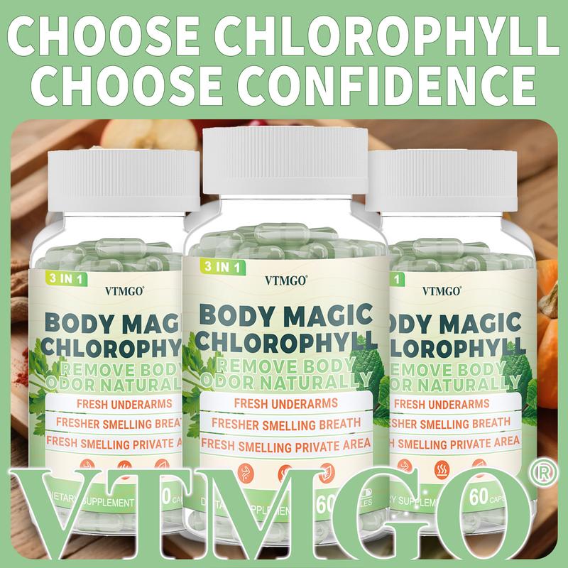 VTMGO Body Magic Chlorophyll  Capsule Healthcare Supplement - Natural Deodorant and Detox - Gut Support Healthcare Liver