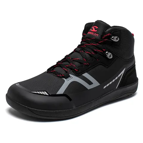 HOBIBEAR Unisex Lace-Up High-Top Barefoot Minimalist Hiking Style Shoes - 0 Drop, Wide Sizes, Lightweight, Breathable, Rubber Sole, Elastic Band, Wear-Resist Sole, All Seasons Trekking Camping Shoes