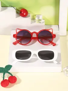 Cute Cartoon Cat Glasses Frame Set, Vintage Sweet Casual Trendy Eyewear for Kids Ages 4-8, Lightweight Durable Daily Wear & Party