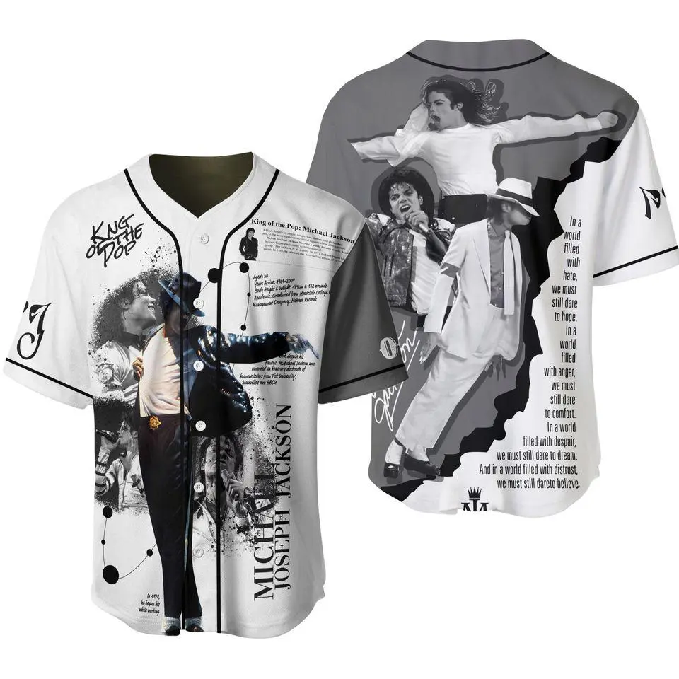 Personalized Jackson 3D Jersey - King of Pop Tribute Shirt, Baseball Jersey Shirt, Casual Sport Streetwear, Everyday Outfit