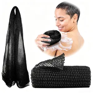Authentic African Net Sponge with Knots, Body Scrubber Exfoliator Exfoliating Bath Wash Cloth, Shower Accessories for Back Foot Scalp Scrub & Dead Skin Remover