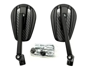 Mirror Set, Oval Face, 80x120mm with Tinting, Carbon Fiber Back and Black Stem, Fully Adjustable (Part #16122) Fits All Models, Requires Handlebar Mounts