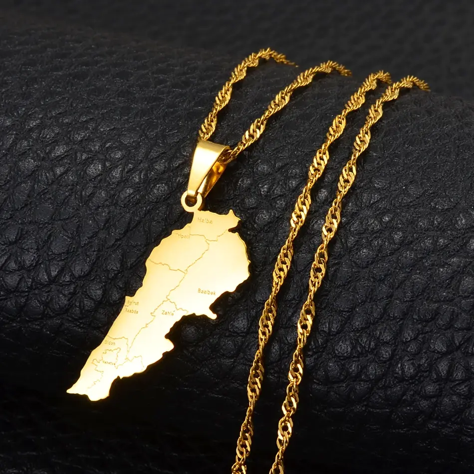 Lebanon Map Necklace - Flag Pendant Gifts Pride Jewelry for Men and Women
