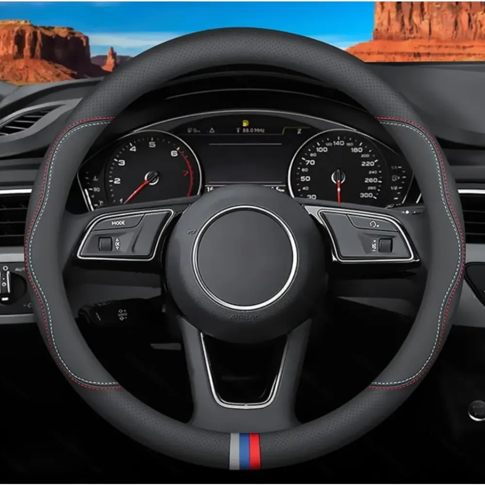 Premium Leather Custom-Fit Steering Wheel Cover for BMW C-Style, Non-Slip, Breathable, With Logo Steering Wheel Accessories, Car Interior Accessory
