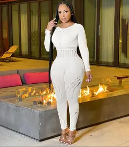 See Through Bodycon Jumpsuit, Backless Pullover, Mesh Geometrical Design, Clubwear
