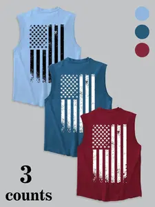 Men's American Flag Graphic Vest, Casual Loose Fit Sleeveless Top, Summer Men's Clothing, Daily Wear, Comfortable Inner Layer or Single Wear