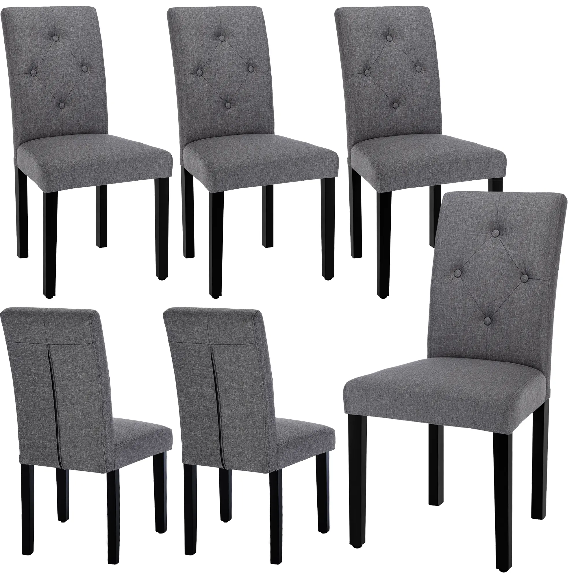 VECELO Upholstered Dining Chairs Set of 6\4\2, Modern Fabric and Solid Wood Legs &High Back for Kitchen/Living Room- DGRY\Beige\Coffee