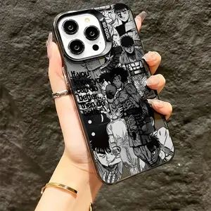 Anime Black and White Illustration Design H-Hajime No I-Ippo Phone Case Suitable for iPhone 17 16e 16 15 14 13 12 11 Mini Pro Max Air X XR XSMAX 8 7 Plus Anti-Drop Matte Back Cover, Cute Phone Case,  Smartphone Case, Minimalist Phone Cover, Durable Phone