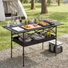 Senmeo Lightweight Aluminum Alloy Folding Camping Table - Portable Roll-Up Foldable Compact Patio Table, Waterproof, Durable, Includes a Carrying Bag for Outdoor Camping, Beach Use