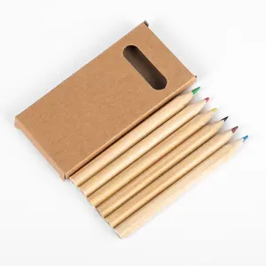 30/60pcs Mini Colored Pencils 6 Colors Per Box, Short Drawing Pencils in Kraft Packaging, Bulk Pack for Kids Classroom, Party Favors & School Supplies