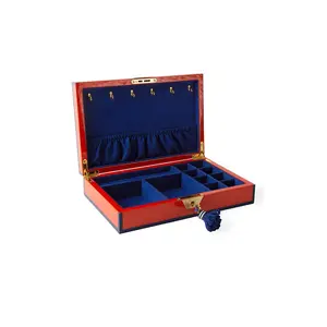 Jonathan Adler Snake Lacquer Jewelry Box in Orange & Navy