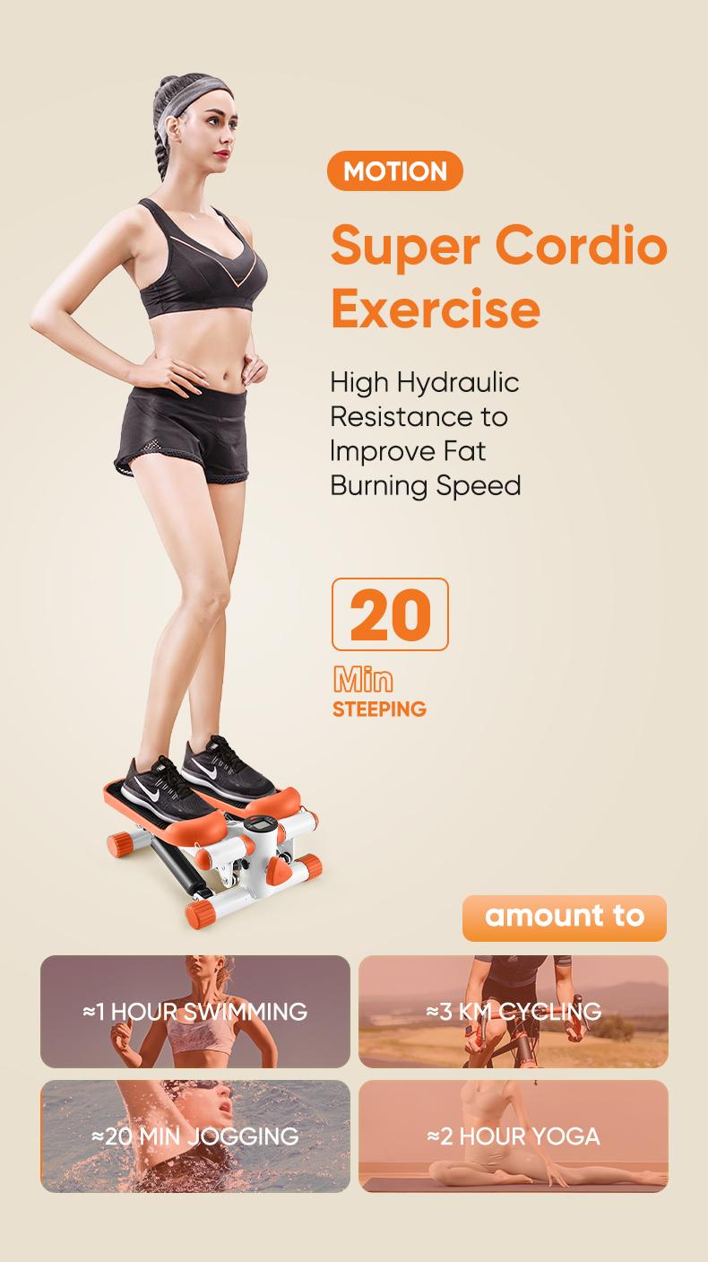 Steppers for Exercise at Home, Mini Stair Stepper with Resistance Bands,Adjustable Height Twist Stepper with 350lbs Loading Capacity, Exercise Equipment for Full Body Workout