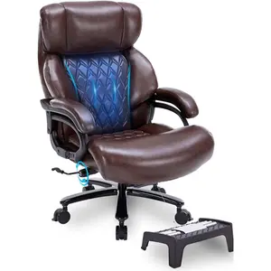 ARCH 600LBS Large Heavy Duty Office Chair,Ergonomic Computer Desk Chair, High Back Leather Chair with Adjustable Lumbar Support,Heavy Duty Office Chair for Heavy People (Brown)