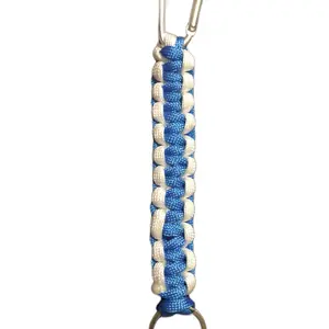Solomon Paracord 7” Keychain - Blue/White 2 Cords with D Ringing and C Clip