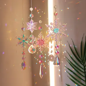 Crystal Wind Chime Christmas Snowflake Ornament with Rainbow Light and Shadow Effect for Festive Window and Tree Decoration Limited Edition