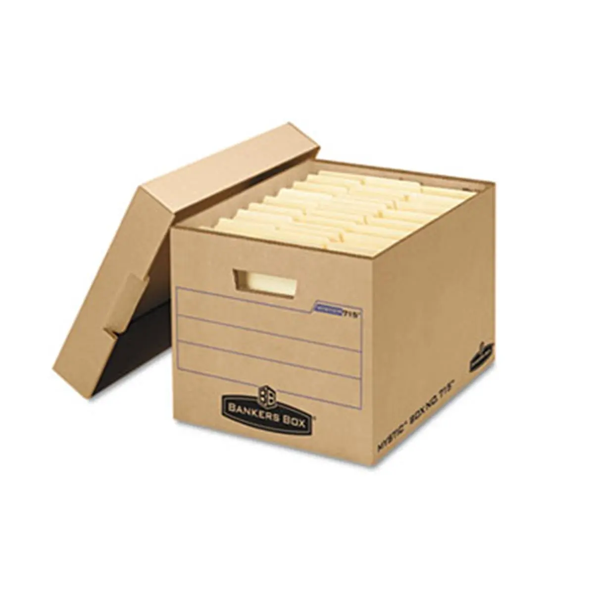 Bankers Box FEL Durable Document Storage Organizer Box with Locking Latch, Flip Top, Large Labeling Area, Letter/Legal Size, Kraft Paper Material (25-Carton Pack), Label Space