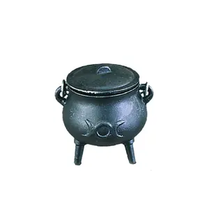 Mini Triple Moon Cast Iron Cauldron w/ Lid (3.5 in.)