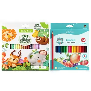 48Pcs 24 Colored Pencils Set, 2 Sets  Assorted Antibacterial & Themed Kids Coloring Pencils, Art Supplies for Kids & Adults, Perfect Coloring Gift for Arts & Crafts