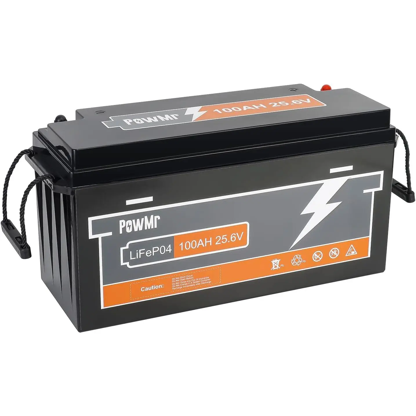 PowMr 24V 100Ah LiFePO4 Battery, 25.6V Lithium Battery 2560Wh Power, Built-in 100A BMS w/Low Temp Protection, Supports 2S2P Connection, Up to 10.24kWh, 6000+Cycles, Off-Grid, RV, Solar System, Marine