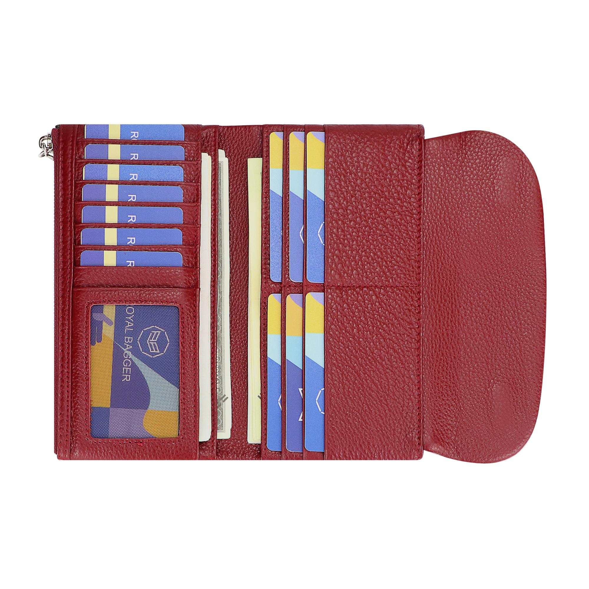 Royal Bagger RFID Blocking Women's Short Wallet Genuine Leather Multi-card Slots Card Holder Trifold Purse Magnetic Opening 2063 SpringStatements