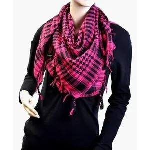 12 PACK Black And Hot Pink Arab Shemagh Houndstooth Scarf 12 PK WS2075D
