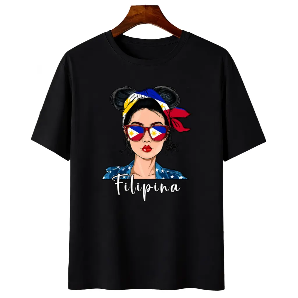 100% Cotton Filipina Flag Souvenirs Woman Uniform Girl Hat Philippines T-Shirt