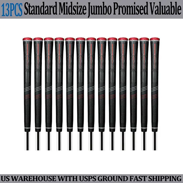 Golf Club Grips Set of 13 60R Round Core Natural Rubber All Weather High Traction Grips Available in Standard/Midsize/Jumbo Sizes