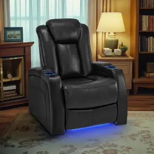 Power Recliner Chair, Home Theater Seating, Faux Leather HTS422