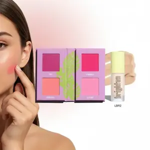 Living in Pink Blush & Concealer Set, 4-Shades Pressed Blush Palette & Brightening Concealer Cream, for All Skin Types