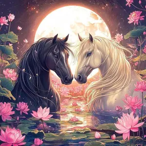 5D DIY Diamond Painting Kit, Horse Mosaic Design, Canvas Art Wall Decor, Perfect Gift for Birthday, Anniversary, Handmade Gifts, Handicraft