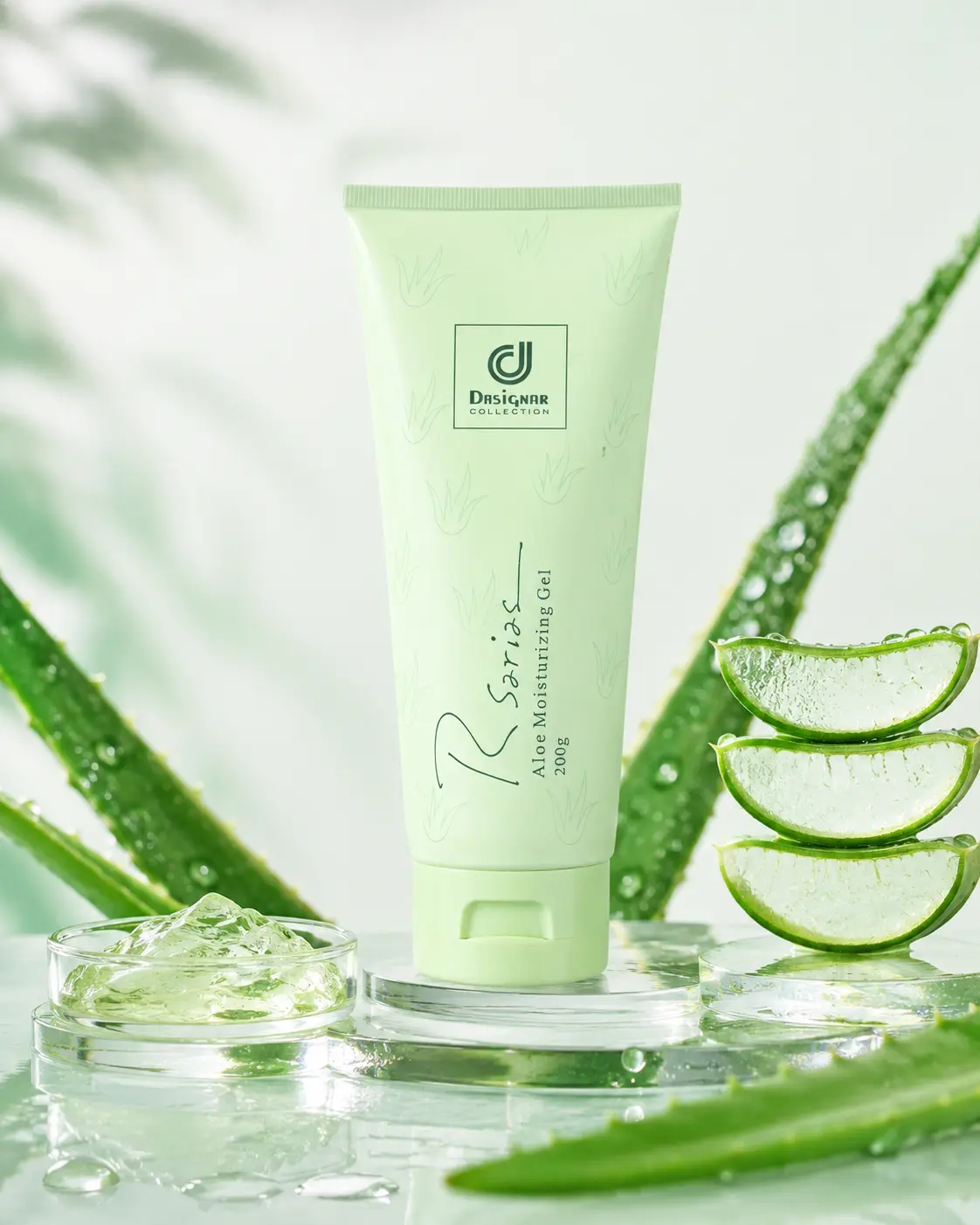 【Rsarias】 Aloe Vera Gel 200g, Hydrating Face & Body Moisturizer, Cooling After Sun Care Gel for Dry Skin, Soothing Daily Skincare