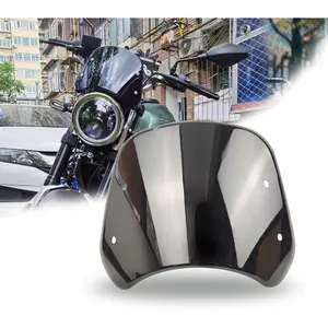 Universal Motorcycle Windshield Wind Deflector Windscreen Front Flyscreen with Mount for Motorbike 5"-7" LED Headlight