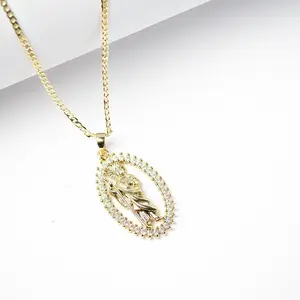 Guadalupe 14K Gold Plated Necklace  Multiple Styles 2mm Chain (16”, 18”, 22”)