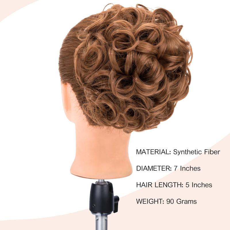 90G Short Messy Curly Hair Bun Extension Easy Stretch Synthetic Hair Combs Clip In Ponytail Extension Scrunchie Chignon Ponytail Hairpieces