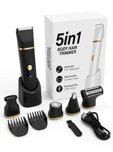 5-in-1 Electric Body Trimmer for Men, Groin & Body Grooming Kit with Ceramic Blades, IPX7 Waterproof Shaver with LED Display, USB Rechargeable, Beauty Products