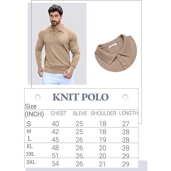 COOFANDY Fall Outfits B Mens Stretch Knit Quarter Button Polo Shirt Casual Long Sleeve Classic Golf Shirts Machine Washable US Size COOFANDY Fall Outfits B Mens Stretch Knit Quarter Button Polo Shirt Casual Long Sleeve Classic Golf Shirts Machine Washable US Size